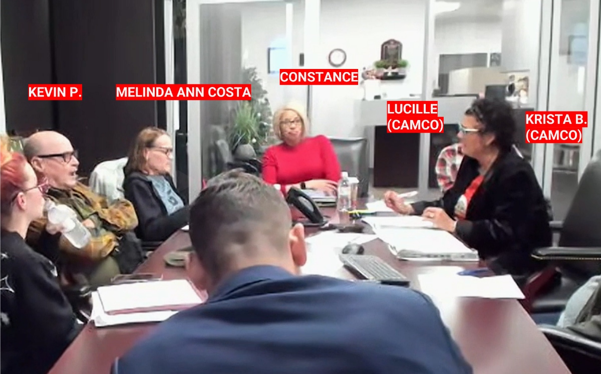 Meeting scene with Kevin Pennu, Melinda Ann Costa, Krista Blanchard, and Constance P. / Independence HoA re: December 18, 2025 meeting video